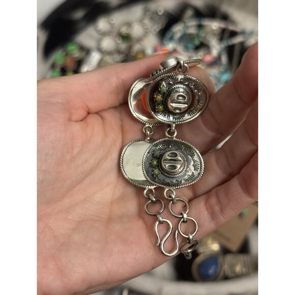 Native American SW Sterling Turquoise Cowboy Cowgirl Hat Western Barbie Bracelet - Picture 5 of 9